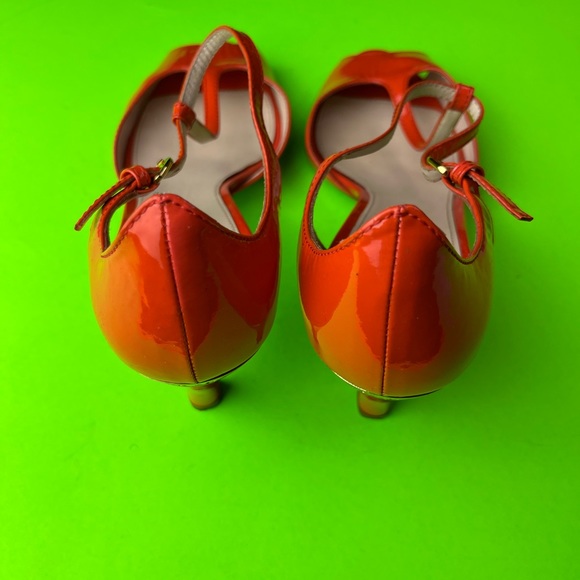 Prada Women’s Authentic Orange Stiletto Open Toe Heels Size 38 - Picture 3 of 9